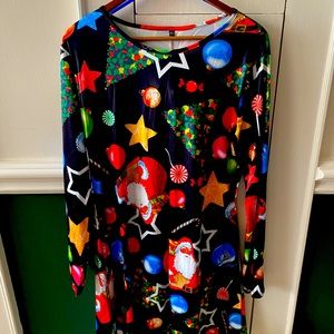 Black background with Christmas decorations dress